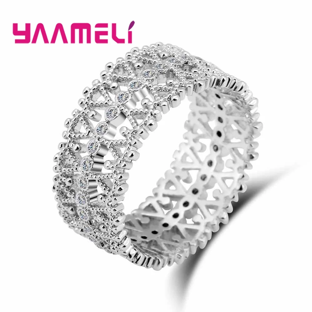 Hot Sale Set Rings for Women Girls Gift Vintage Hollow Out 925 Sterling Silver with Cubic Zircon Stone Party Jewelry