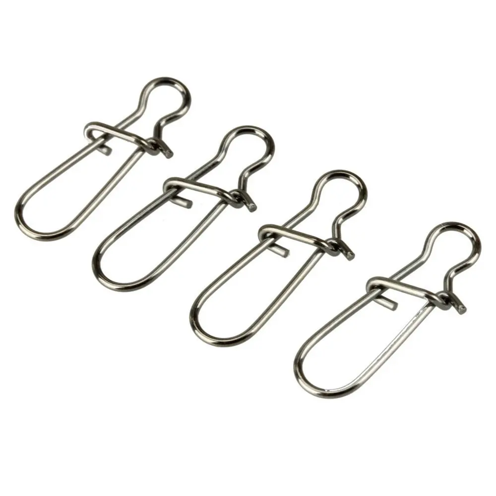 HiUmi 150PCS High Quality Stainless Steel Hook Lock Snap Swivel Solid Rings Safety Snaps Fishing Hooks Connector