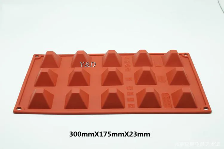 Silicone High Quality   15 Cavities (16ml ) And 6 Caves (100 ml ) Pyramid Shape Cake Mousse Jelly Candy Ice  Mold Moulds