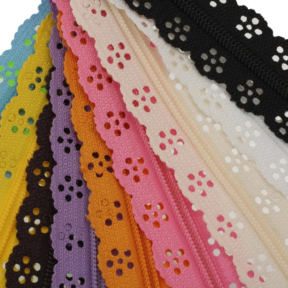 6pcs/lot  random color 25cm zippers lace nylon finish zipper for sewing wedding dress AA7452