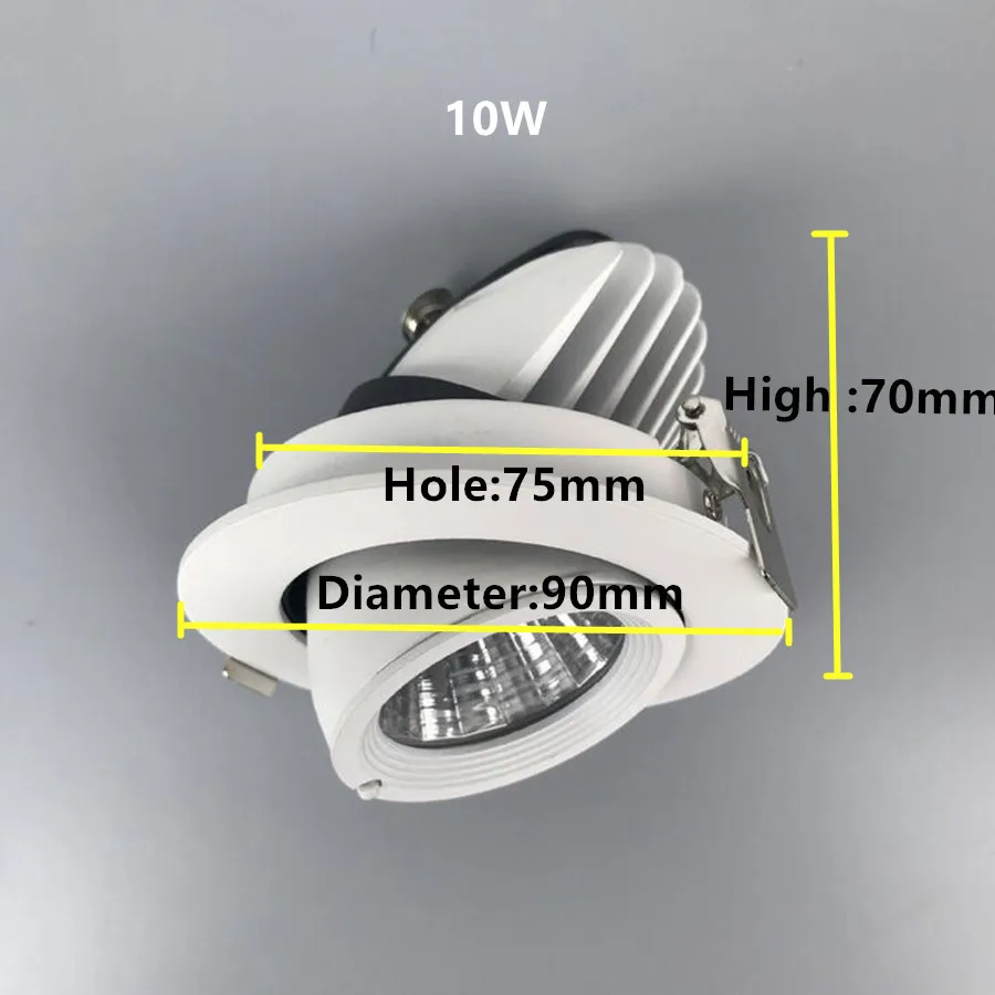 Hight Power 10W 12W COB LED Downlights Adjustable Recessed Ceiling Lamps for Clothes Shoes Stores Dimmable Light