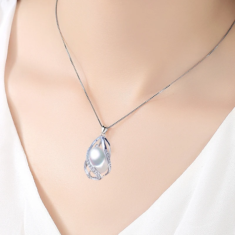 ZHBORUINI Pearl Necklace Pearl Jewelry 925 Sterling Silver Jewelry For Women Natural Freshwater Pearl beads Pendants Wholesale