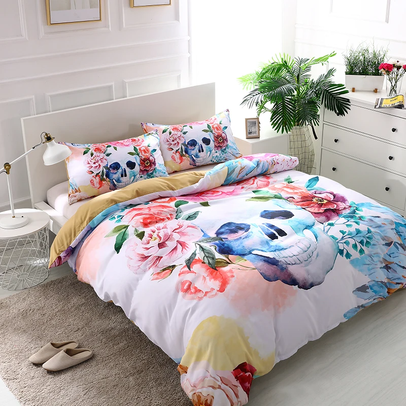 Dream NS Bedding Set Colorful Duvet Cover 3D Creative Skull Digital printing Duvet Cover Pillowcase EU AU US Size