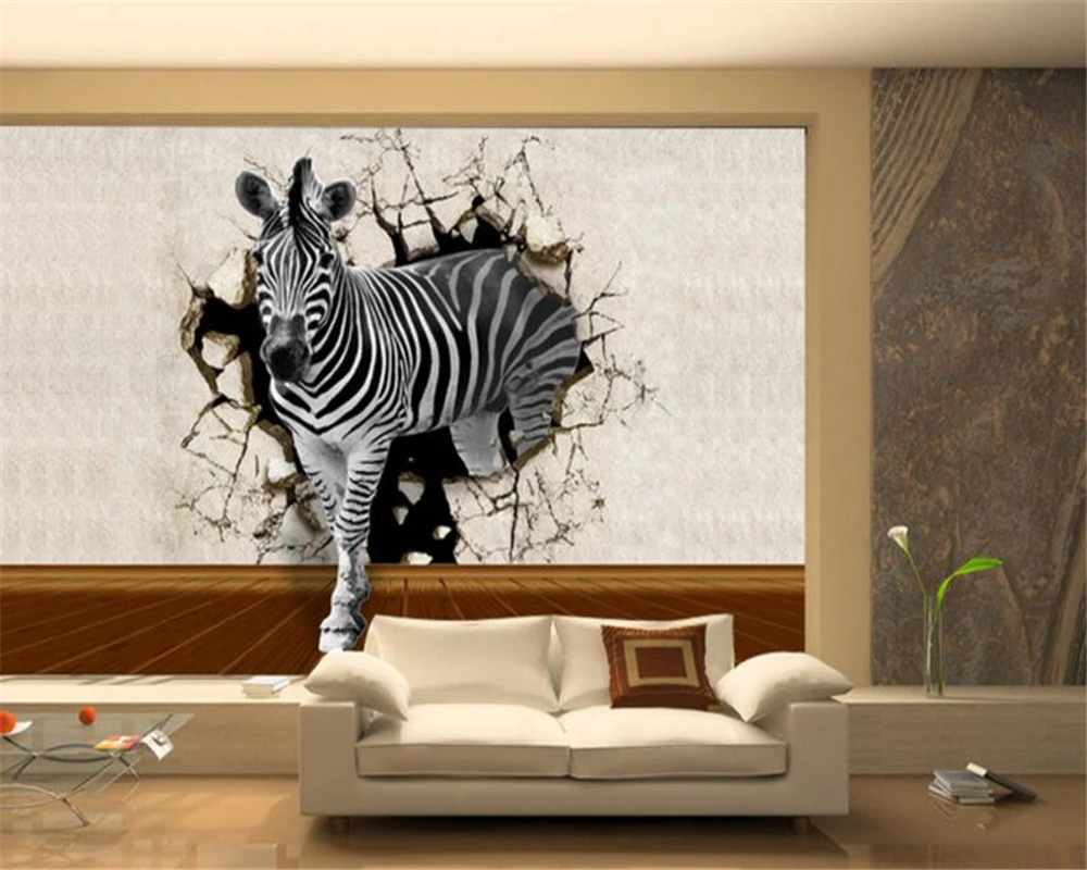 Customized murals wallpaper for walls Zebra Wood Flooring mural Wall paper 3d Living Room TV Background 3d wallpaper