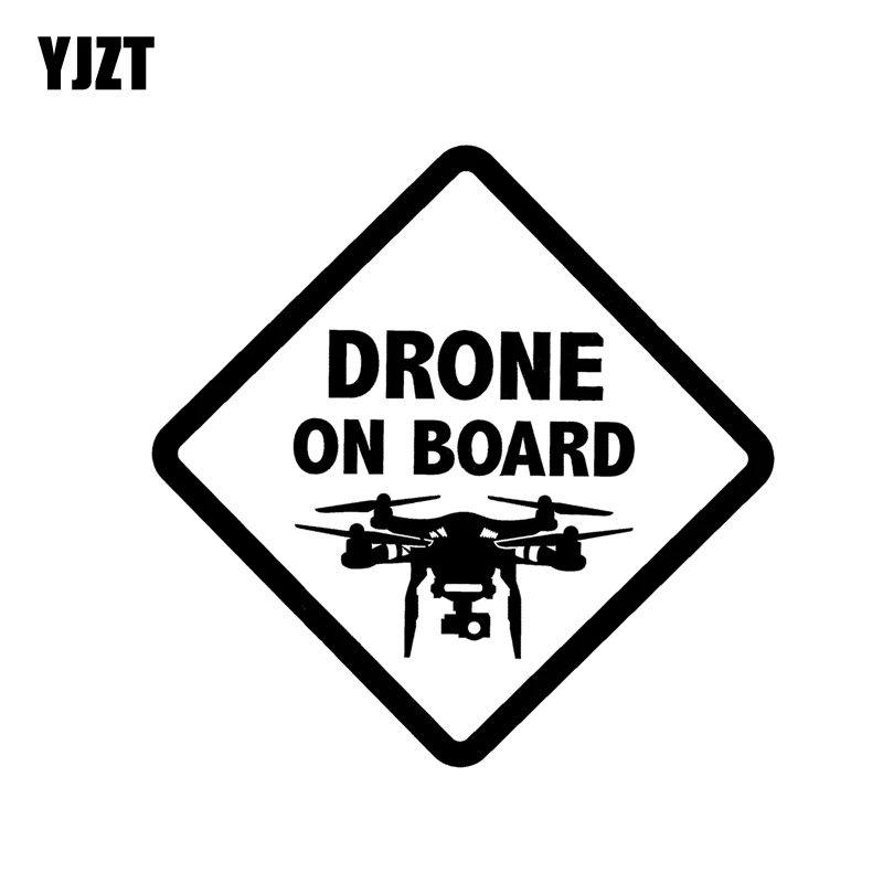 YJZT 14.6CM*14.6CM DRONE ON BOARD UAV Vinyl Decal Car Sticker Black/Silver C3-0156