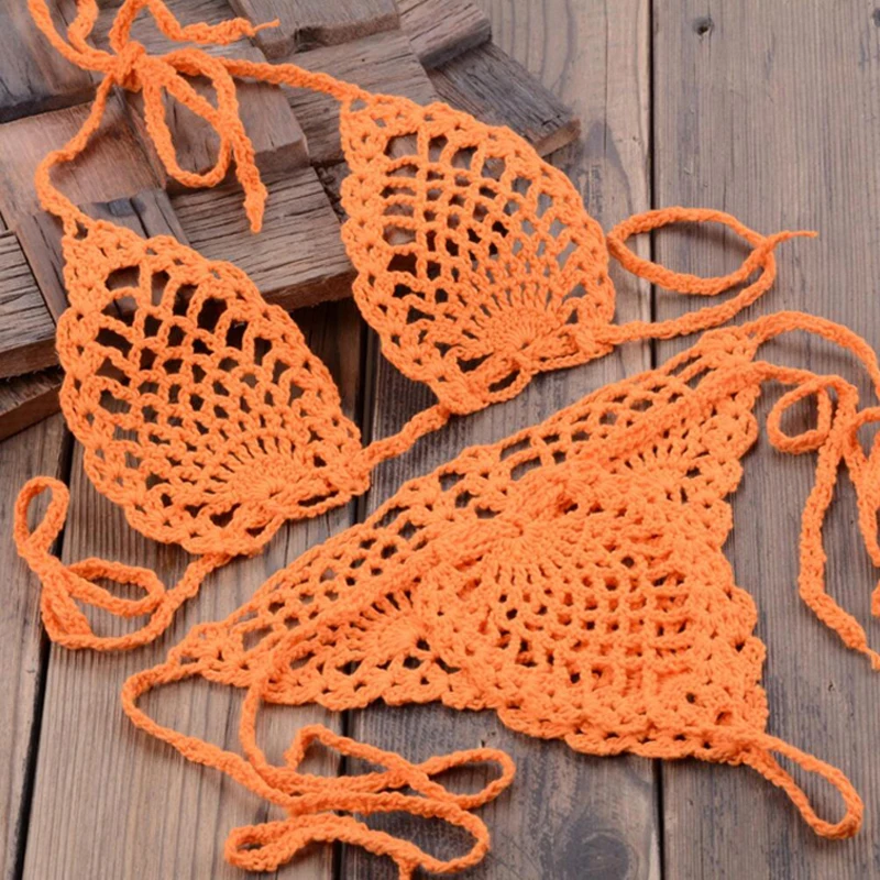 Microbikini de ganchillo hecho a mano, conjunto de BIKINI negro, lencería Sexy, minibañador para tomar el sol, oferta de más colores, 2021