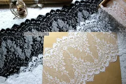 3Meters 35cm Width Black Eyelash Lace Trim Flowers Underwear Bra Decor Craft Sewing Lace Fabric Dress Making DIY