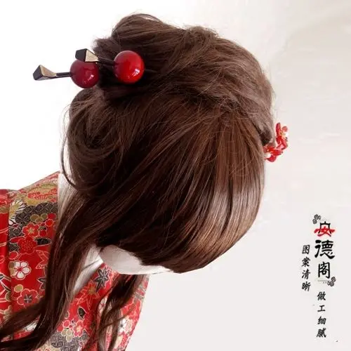 4 farben Japanischen Geisha Oiran Rot Rosa Headwear Haarnadel Kanzashi kimono Ball Haar Stick Zubehör