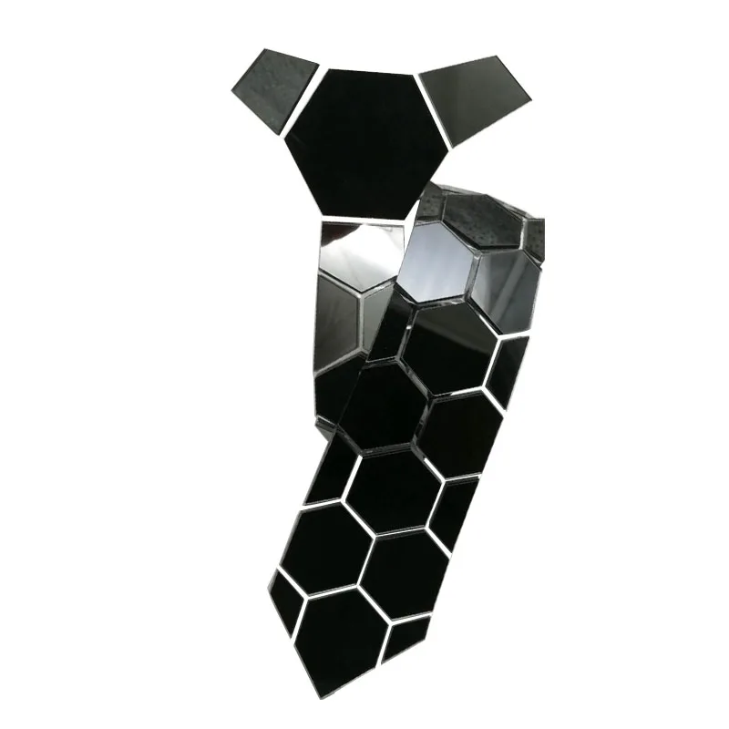 Shiny Mirror Hexagon Black Ties Classy Skinny Satin Hex Neck Tie Business Formal Dress Accessory Wedding Groom All Match Ties