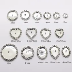 Factory Direct 10PCS/Set Full Size Plating Silver Flat Back Rhinestone button Crystal Base Accessories
