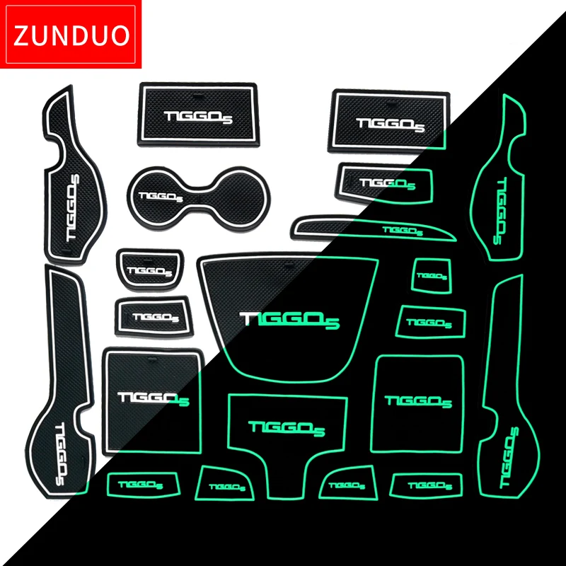 ZUNDUO Gate slot pad  For Chery Tiggo 5 Cowin X5 2014 2015 2016 2017 2018 Grand Tiggo5 Interior Door Pad/Cup Non-slip Mats