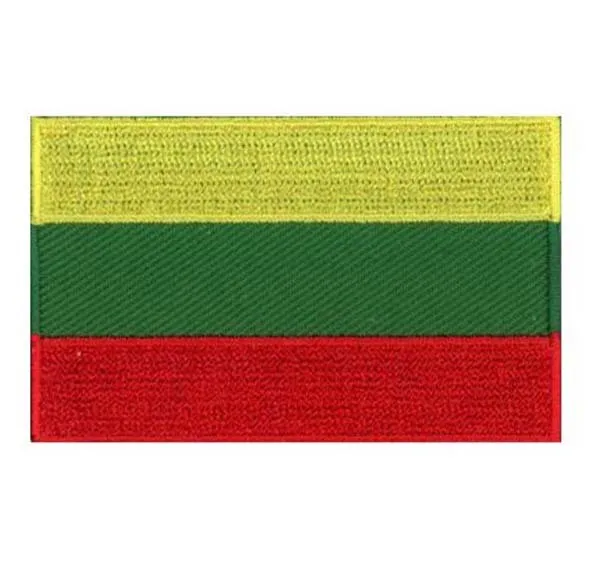 Lithuania Flag Embroidered Patch Custom Made Clothing Labels Twill with Flat Broder and Iron On Backing Accept Custom MOQ50pcs