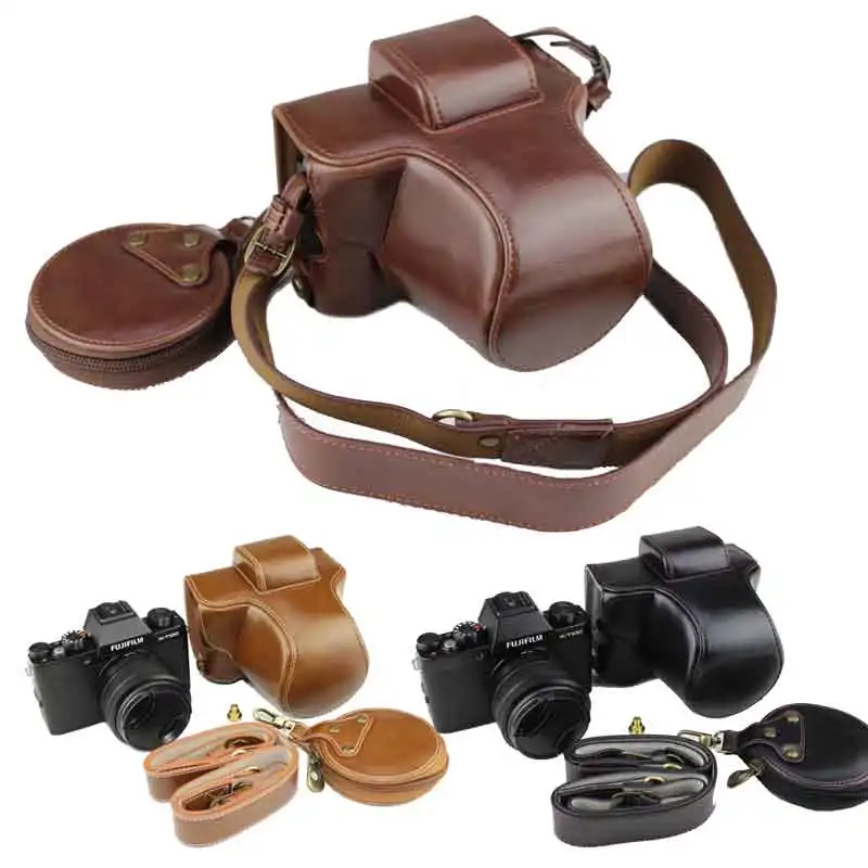 Роскошный чехол для камеры из искусственной кожи для Fujifilm X-T100 XT100, защитный чехол для камеры с отверстием для аккумулятора