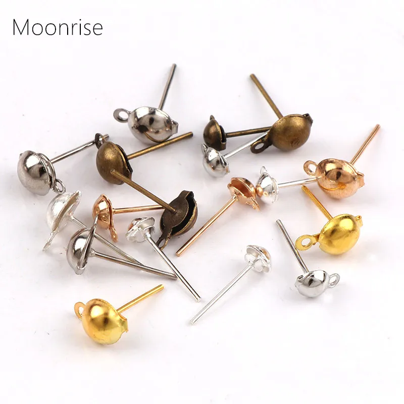 50 قطعة 4 مللي متر 5 مللي متر 6 مللي متر 8 مللي متر القرط آخر دبوس مسمار مع حلقة أقراط DIY بها بنفسك صنع المجوهرات النتائج الإكسسوارات #1