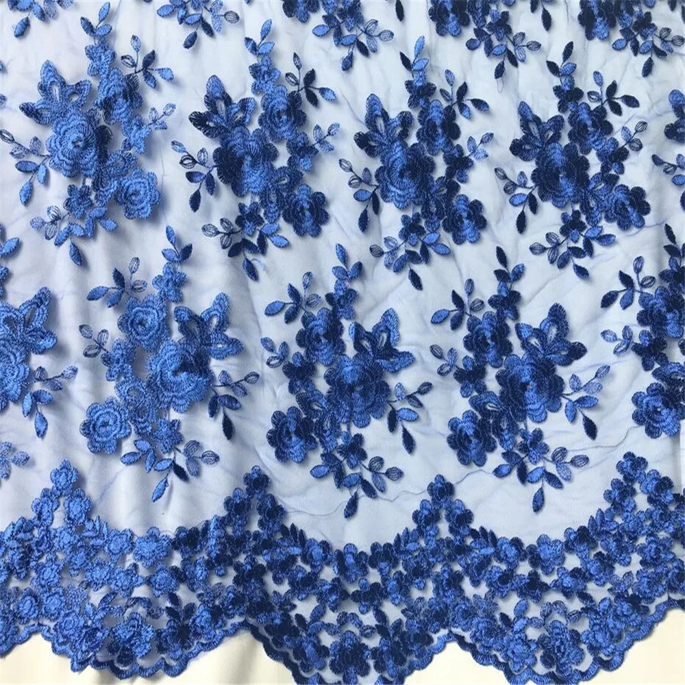 Royal Blue Flower Lace Fabric Embroidery African Lace Fabric Wedding Dress Fabric Pink Purple 1 Yard