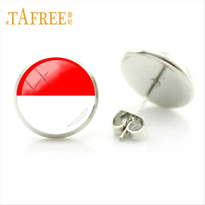 TAFREE Punk Stud Earrings World Flag Macedonia Poland Portugal Luxemburg Norway Czech Flag Ear Stud Earrings Trend Jewelry FG75