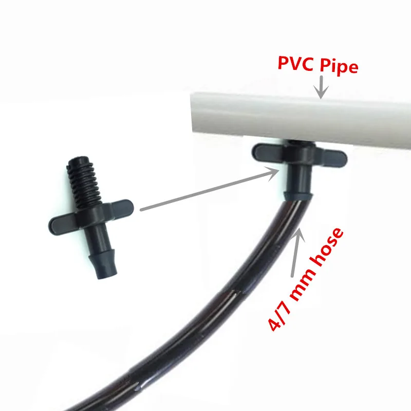 Adaptador divisor de 4/7mm, Conector de lengüeta y mangueras de riego de jardín, accesorios de PVC, rosca de 6mm, riego de plantas de refrigeración,
