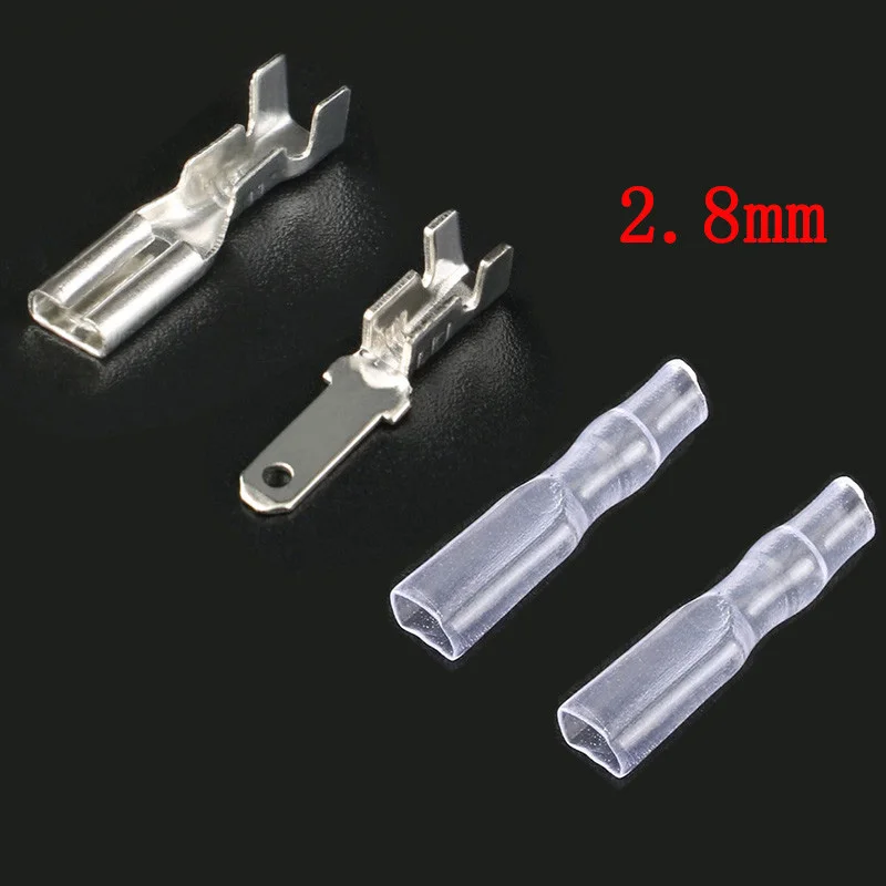 200pcs/lot 2.8/4.8/6.3mm Male Female Car Spade Connector Splice Crimp Wire Terminals for Motorcycle Bike Car Crimp