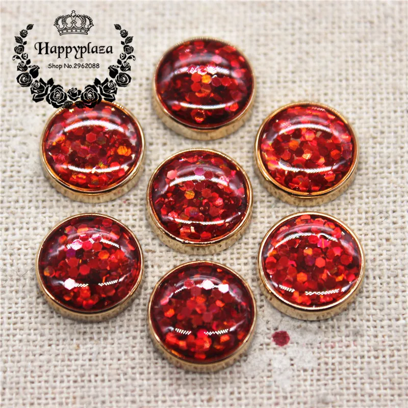 50PCS 12mm Golden Circle Glitter Enamel Round Flatback Button Home Garden Crafts Cabochon DIY Scrapbook Accessories