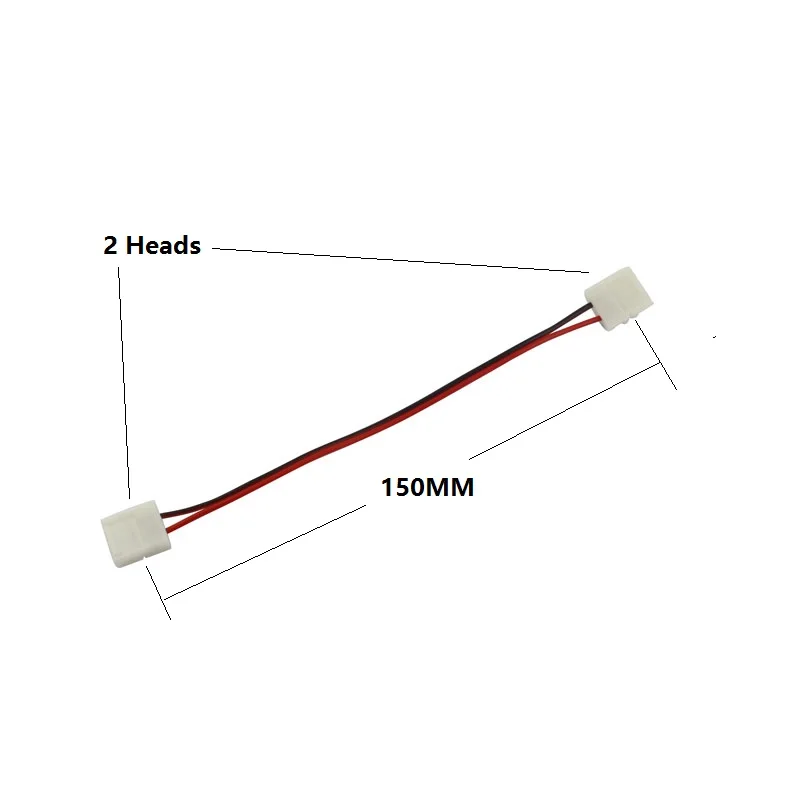 Solderless LED Strip Connector 2Pin 8MM 10MM Free Welding Quick Connector with 15CM Wire for Single Color 2835 5050 LED Strip