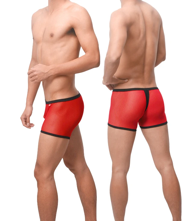 Ropa interior Sexy para hombre, Bóxer transparente de malla transpirable, de cintura media, con bolsa convexa en U, Cueca, M-XL