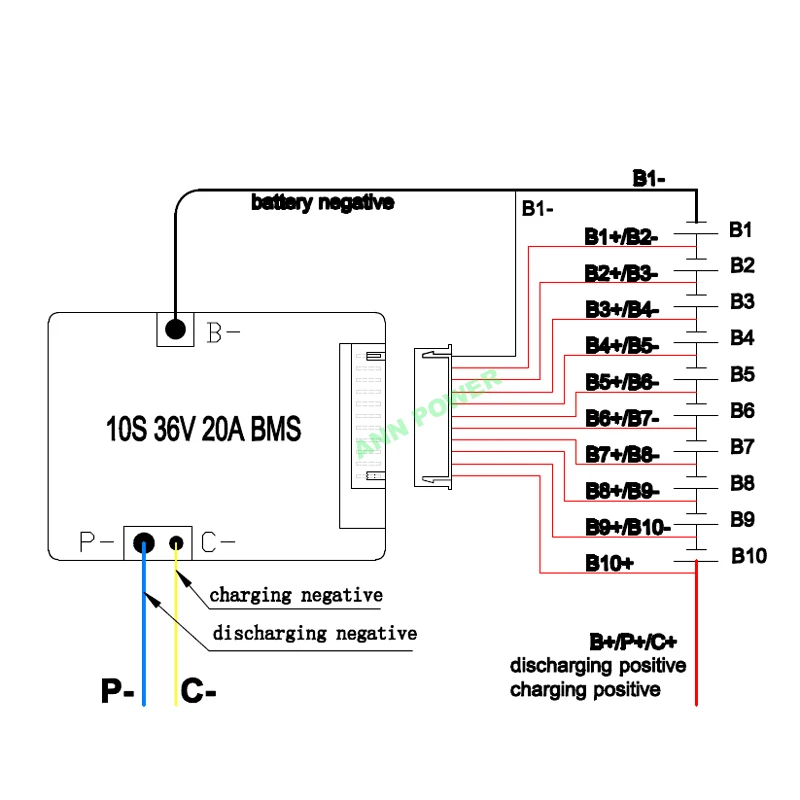 10S 36V (42V) 20A Lithium Ion Battery BMS For 36V 10Ah E-bike Li-ion Batteries Pack With The Balance Function 36V 20A BMS