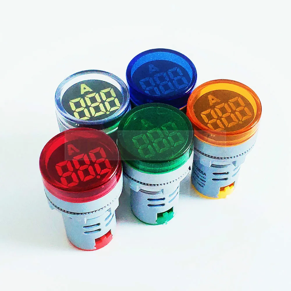 Current Meter 22mm LED Digital Display Gauge Indicator Signal Lamp round screen ammeter Lights Tester Combo measuring Meter