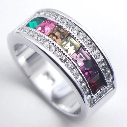 

Morganite Simulated Emerald Garnet Pink Crystal Zircon Women 925 Sterling Silver Ring F545 USA Size 6 7 8 9 10 11