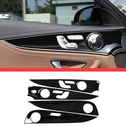 For Mercedes Benz E Class W213 E200l E300l ABS Chrome Gloss Black Interior Door Decoration Panel Cover Trims 4pcs