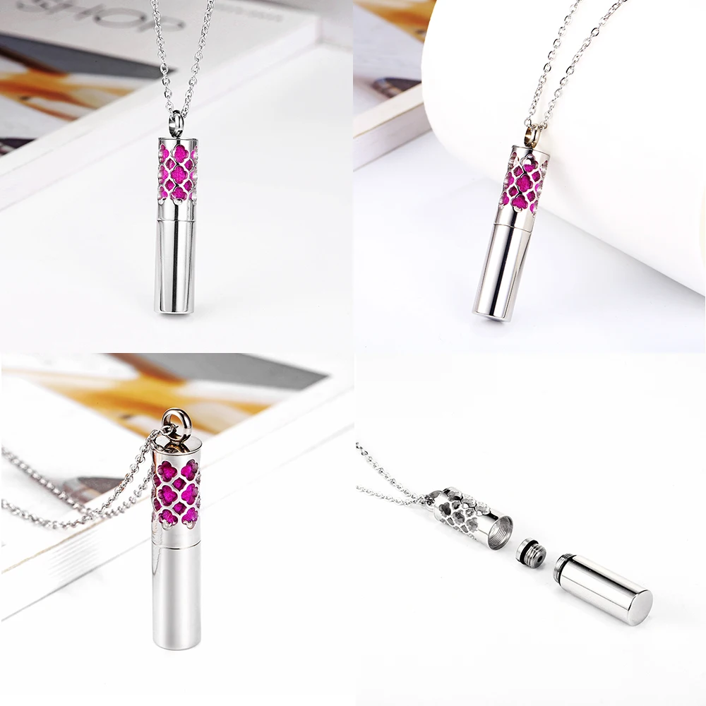 Diffuser Necklace Essential Oil Container Pendant Necklace 316L Stainless Steel Aromatherapy Locket Felt Pads Perfume Men Women