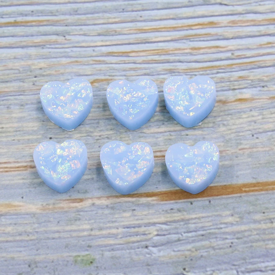 Fnixtar 20Pcs 1.5mm Hole 12mm Heart Opal Stone Trendy Charms Love Heart Shape Synthetic Opal Charms For DIY Necklace Bracelets