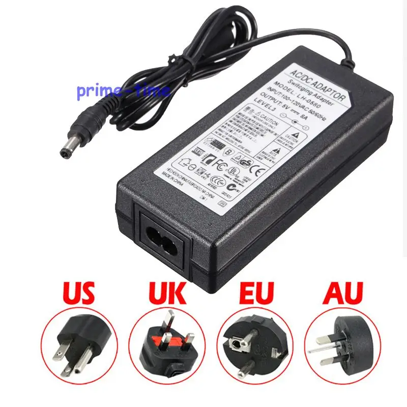 

5V 8A 40W Power Adapter AC to DC LED Power Supply EU/US/AU/UK Plug For WS2812B WS2811 LPD8806 WS2801 LED Strip Light