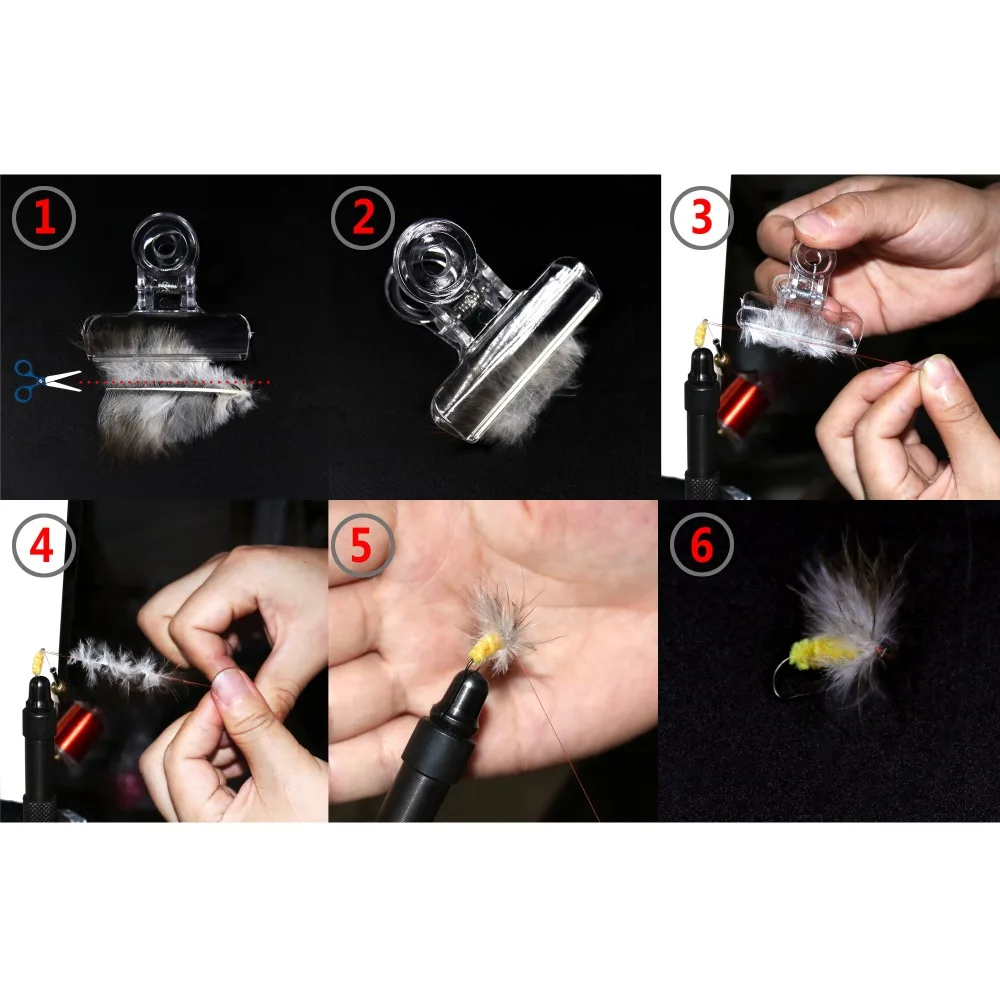 Bimoo 4PCS/set Clear Plastic Dubbing Loop Clip CDC fly Tying Tool Size S M L XL