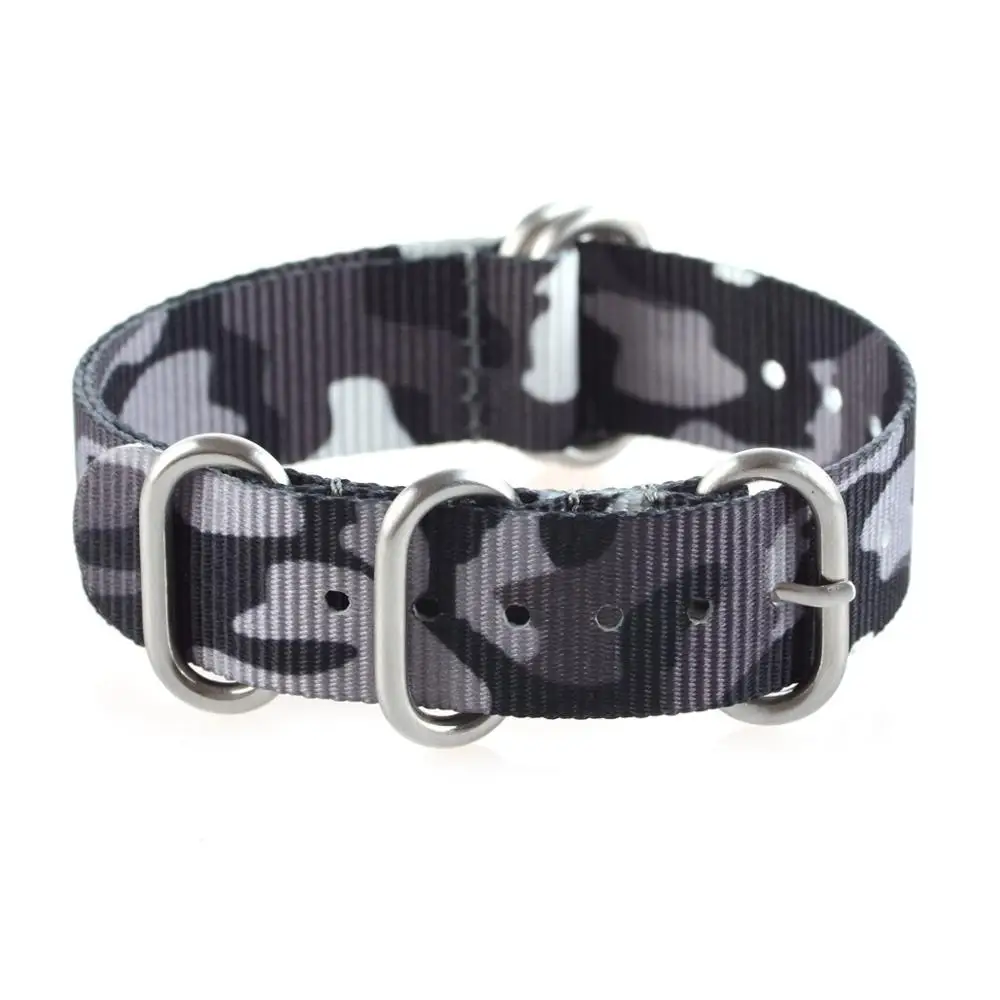 EACHE Camouflage Nylon Watch Straps 18mm 20mm 22mm 24mm Watch Band Strap With Stainless Steel Silver Color Black Buckles