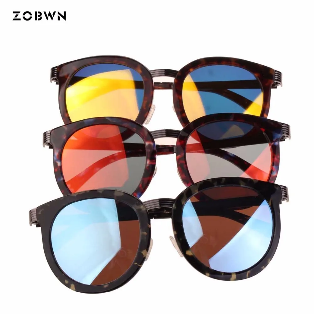 

Mix wholesale Round Sunglasses Women gold film blue film Sun Glasses Woman Frame Eyewear Female Anti-reflection protection uv400