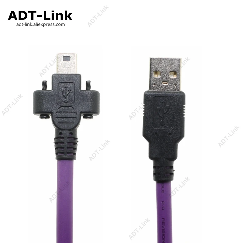 

Mini USB Cable USB 2.0 Type A to Mini B Cable Machine Vision Industrial Camera Cable Mini-USB 5Pin with Double screws locking