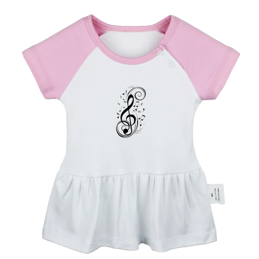 Eat Sleep JDM STICKER BOM Retro Art Music notation Treble clef violin Newborn Baby Girls Dresses Toddler Infant Cotton Clothes