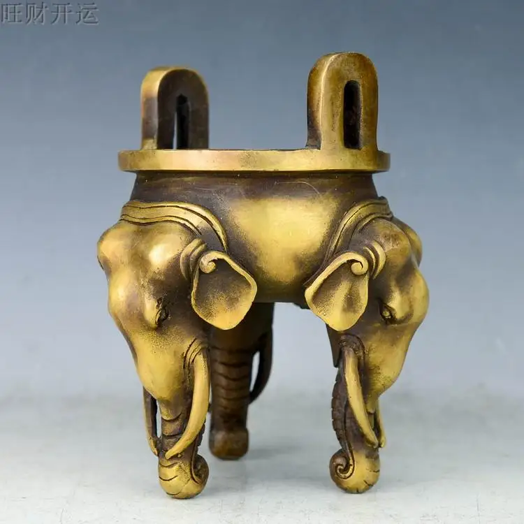 

Antique QingDynasty copper sculpture,three Elephants incense burner,Handicrafts,best collection&adornment,Free shipping