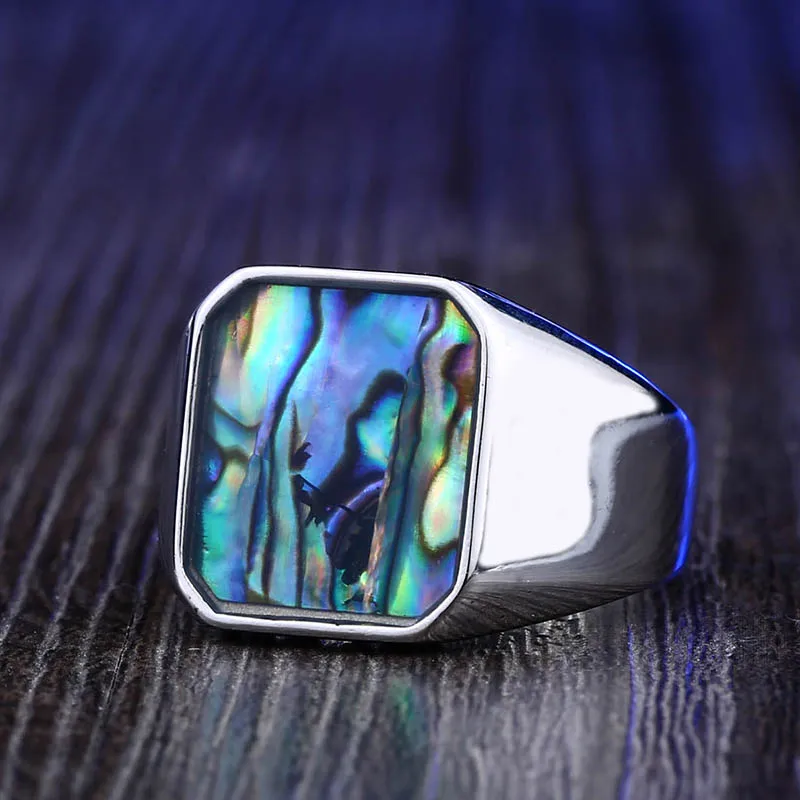 BEIER 316L Stainless Titanium Steel Colourful Shells Geometric Ring For Man Women High Polished Wedding band Love gift  BR8-591