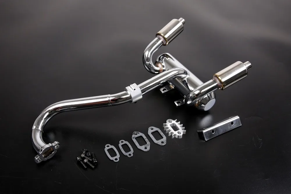 Mute double-row EXHAUST PIPE kit AND BUMPER KIT for 1/5 rovan v5 truck RC CAR parts