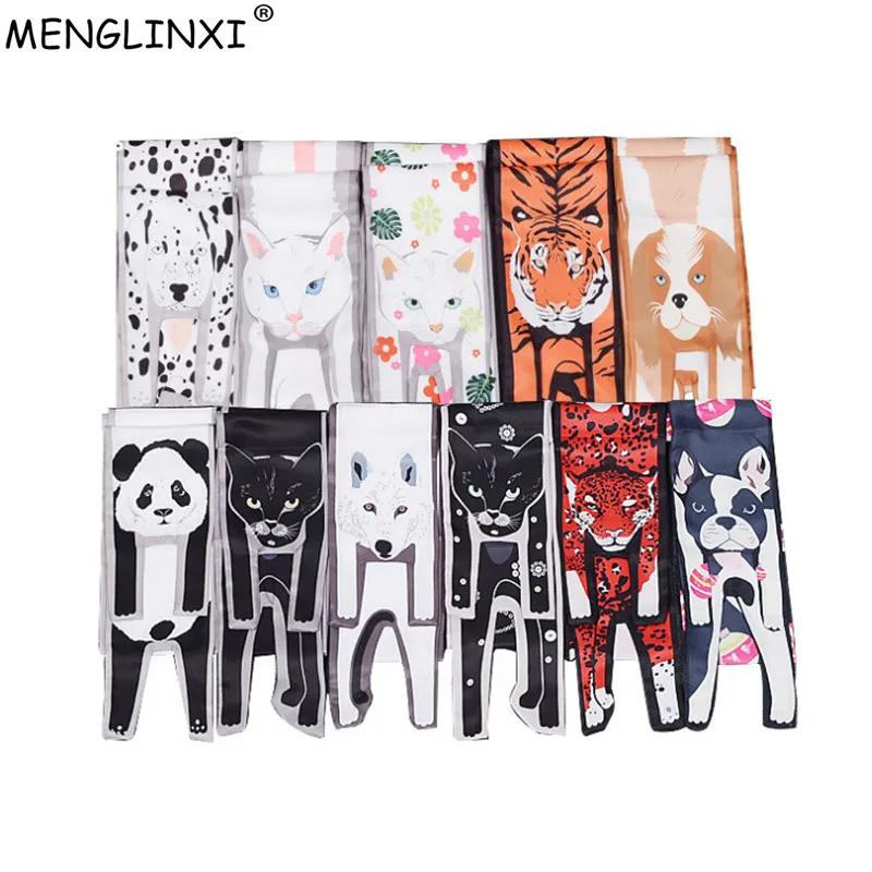 Animal Scarf New Fashion Silk Scarf Women Luxury Brand Tie Leopard Tiger Dog Zebra Head Bag Scarf Foulard Scarves For Ladies