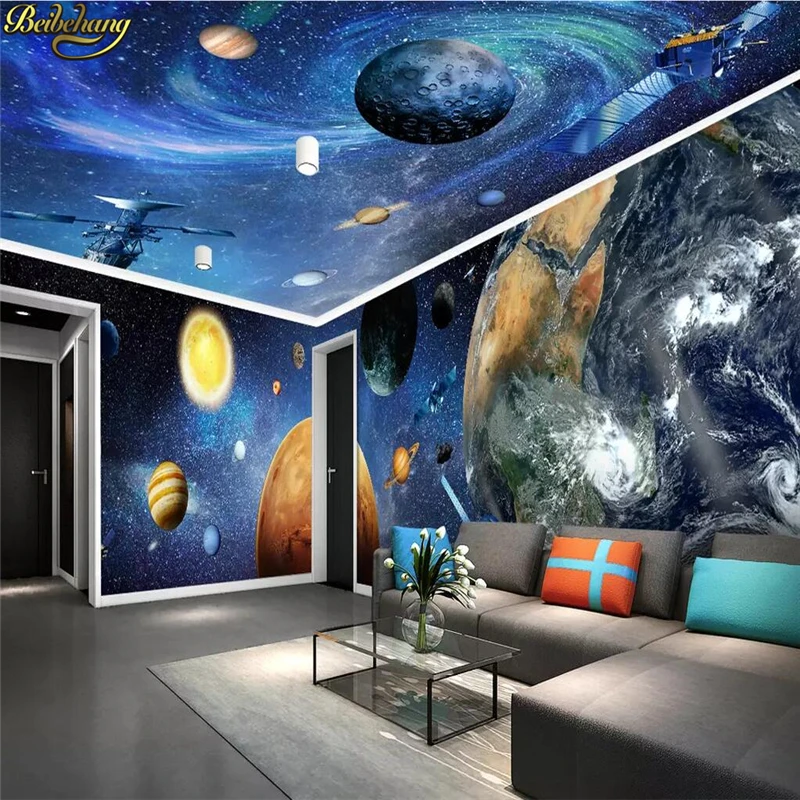 beibehang Custom 3D Wall Paper Murals Cosmic Galaxy Earth photo Wallpaper Large Mural For Living Room Sofa TV Backdrop flooring