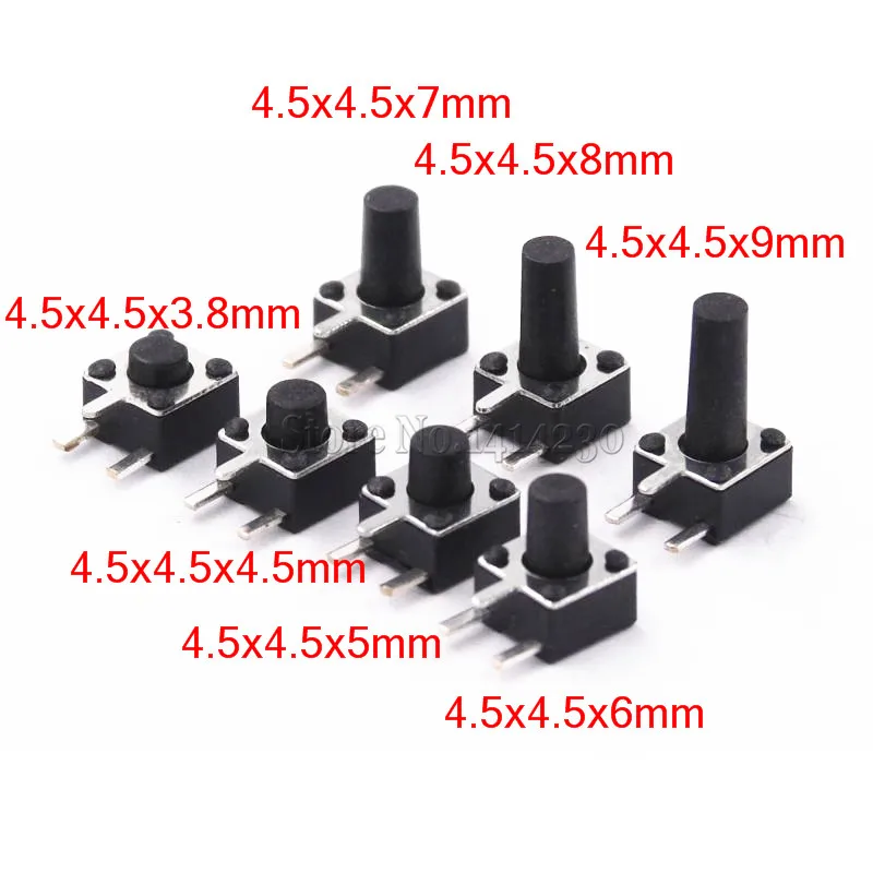 4.5x4.5mm Panel PCB Momentary Switch Toy switch DIP Side 3pin 4.5x4.5x3.8/4.5/5/6/7/8/9 MM 4.5*4.5*3.8MM 5MM 6MM 7MM 8MM 9MM