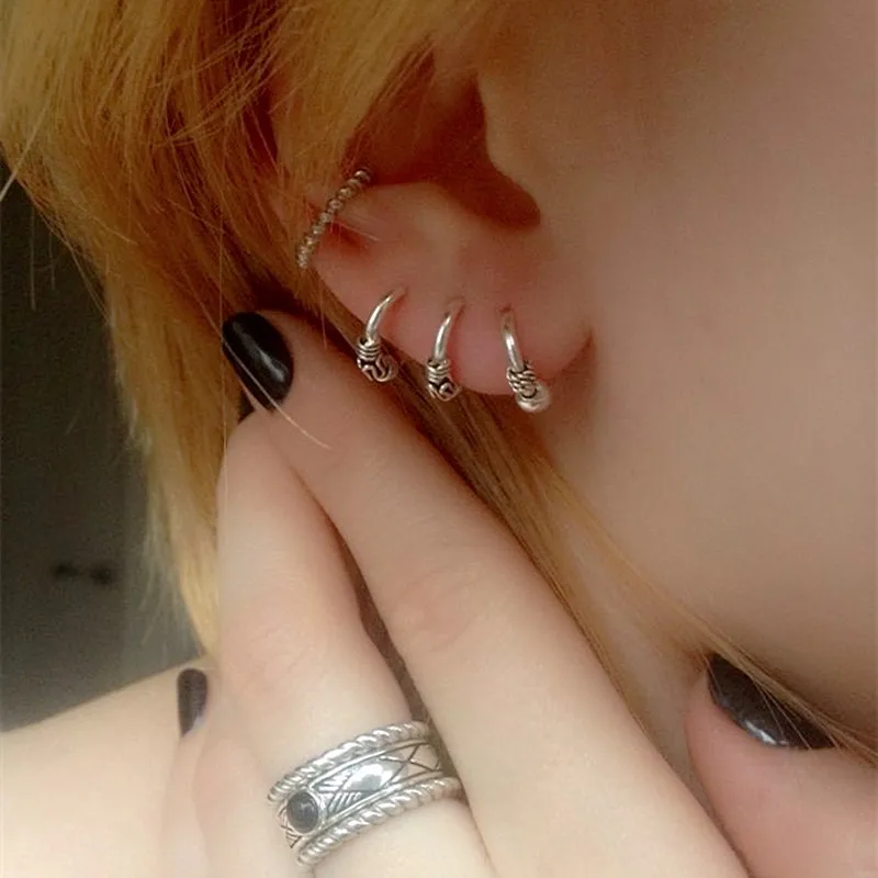 

925 sterling silver earrings Stylish ear rings small hoop earrings Men's and women's earrings 10 mm outside diameter