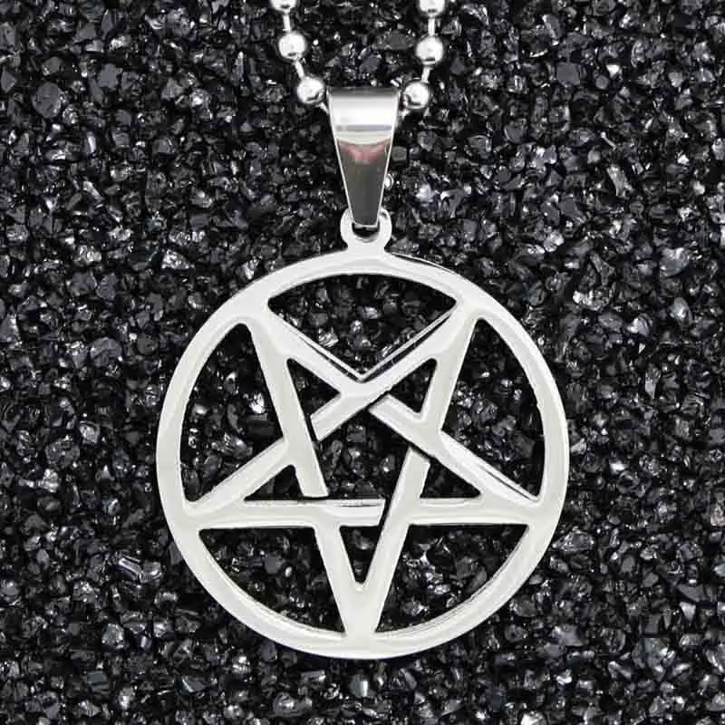 Stainless Steel Inverted Pentagram Pendant Necklace Downward-pointing Pentacle Fashion Jewelry