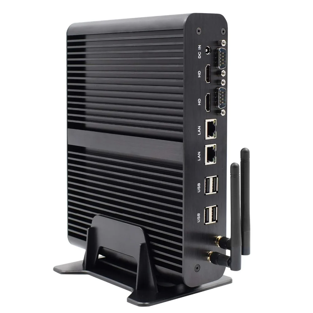 Desktop PC Fanless Mini PC, 2 RS232 COM, Support DIY SSD, Intel Core i7 5500U,HD Graphics 5500, 1000Mb windows10 2*HDMI SPDIF