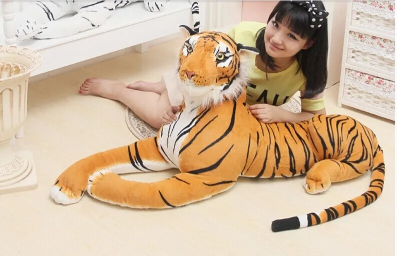 big 105cm yellow tiger prone tiger plush toy Christmas gift b2074