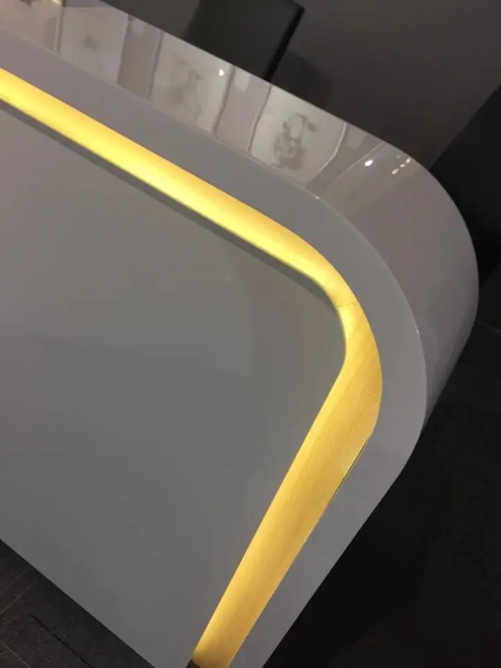 Modern White Reception Desk, Caixa Desk, Fornecedor com luz LED, QT2800-W, 2,8 m