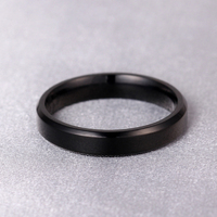 4mm Bright Polish Black Color Titanium Ring For Men and Women
