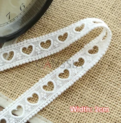 1yard Width: 2cm Lovely Peach Heart Hollow Out Lace Garment Decoration Pure Cotton Water Soluble DIY Accessories(ss-6857)